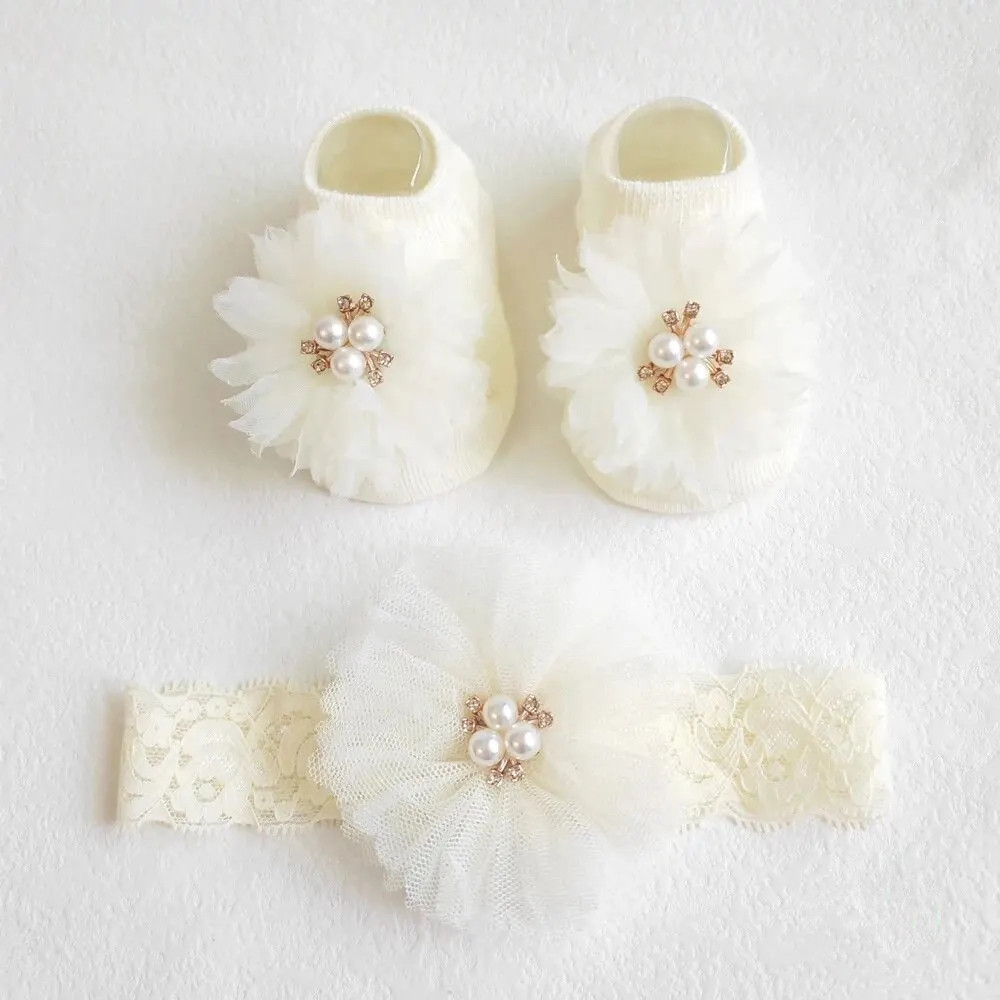 Anti Blister Sock - Adorável pérola arcos bebê bandana meias